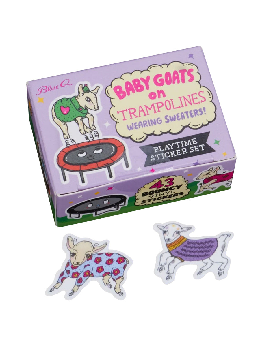 Baby Goats On Trampolines with Sweaters Playtime Sticker Set