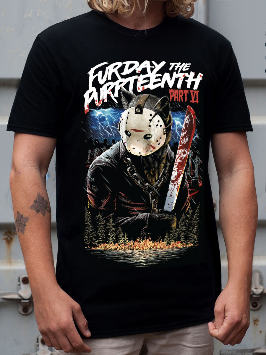Horror Cats Furday The Purrteenth Part VI Men's Black T-Shirt