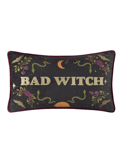 Bad Witch Embroidered Velvet Cushion