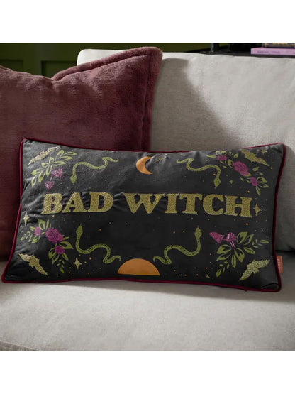 Bad Witch Embroidered Velvet Cushion