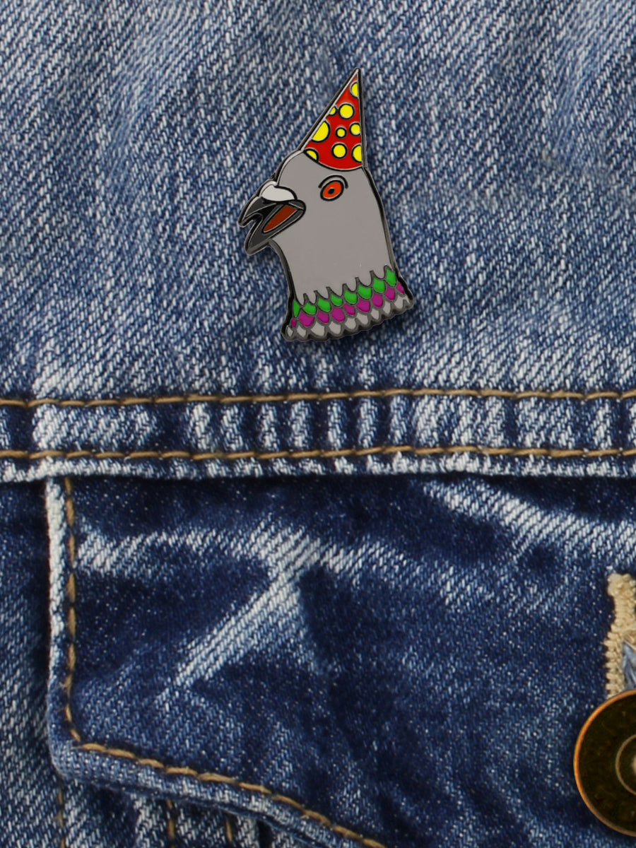 Party Pigeon Enamel Pin Badge