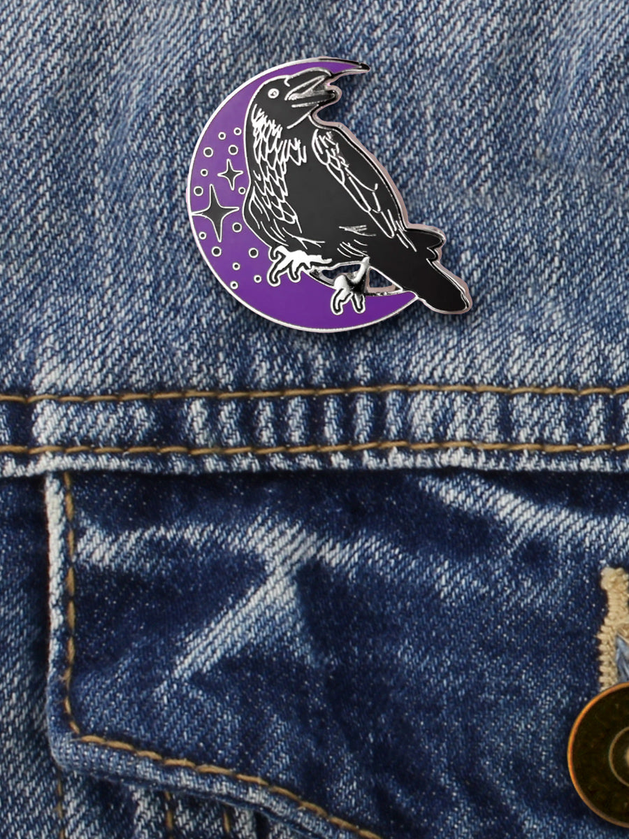 Purple Raven Enamel Pin Badge
