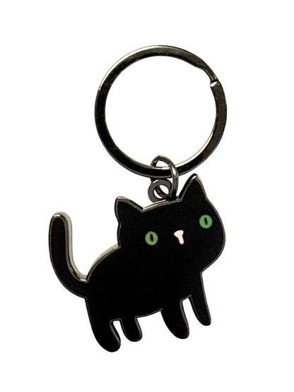 Black Cat Enamel Keyring