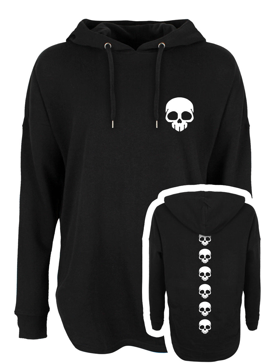 Skull Spine Ladies Black Oversized Hoodie