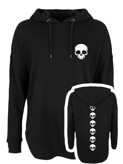 Skull Spine Ladies Black Oversized Hoodie