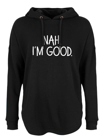 Nah, I'm Good Ladies Black Oversized Hoodie