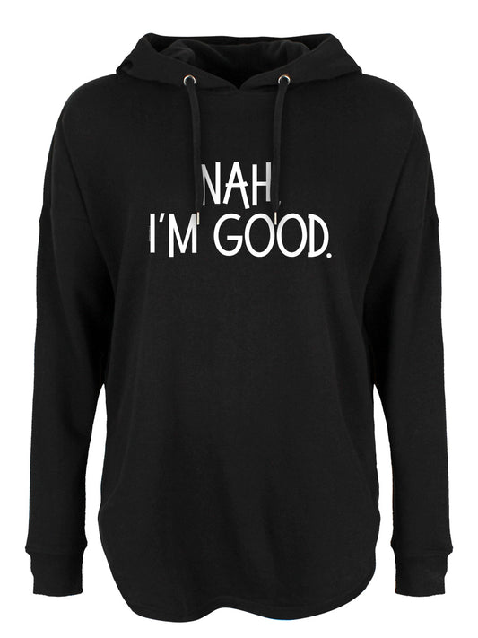 Nah, I'm Good Ladies Black Oversized Hoodie