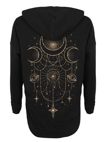 Triple Moon Dreamcatcher Ladies Black Oversized Hoodie