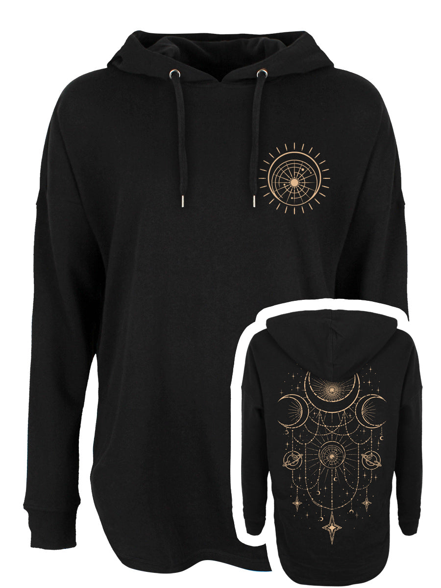 Triple Moon Dreamcatcher Ladies Black Oversized Hoodie