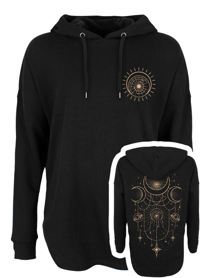 Triple Moon Dreamcatcher Ladies Black Oversized Hoodie