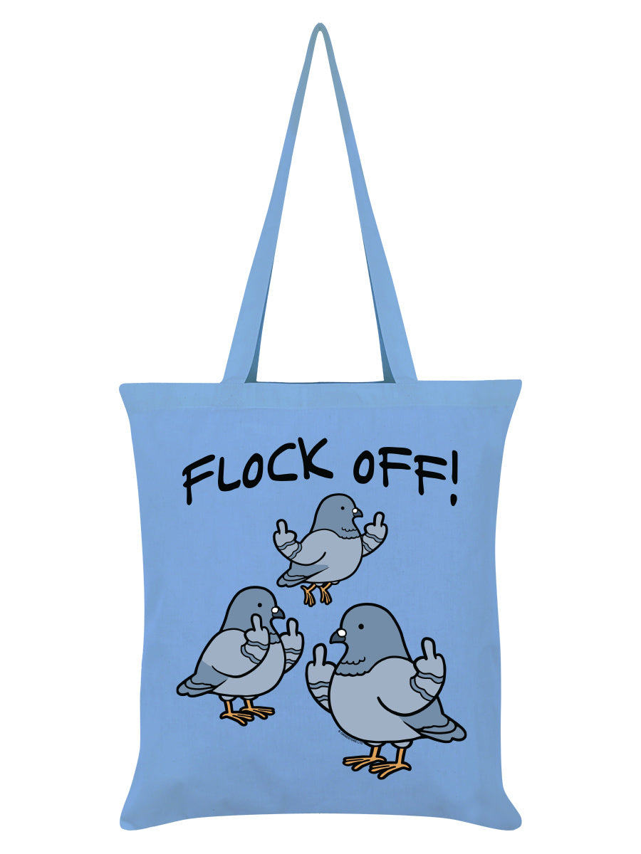 Flock Off! Pigeons Sky Blue Tote Bag