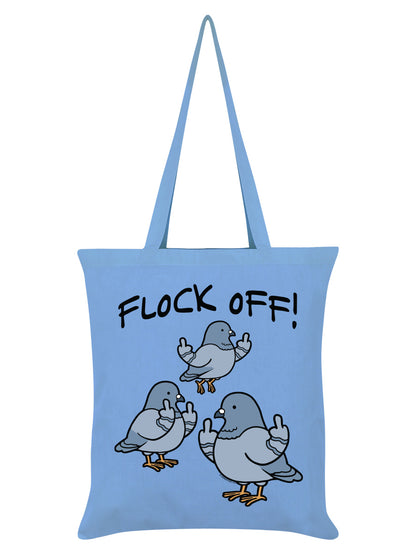 Flock Off! Pigeons Sky Blue Tote Bag
