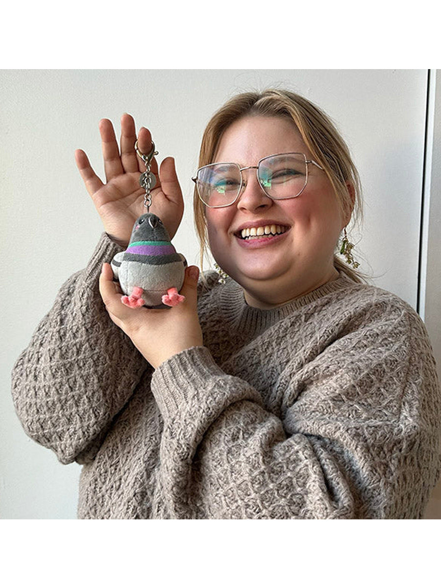 Micro Pigeon Squishable Plush Backpack Clip Keychain