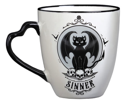 Alchemy Saint/Sinner Cat Mug with Heart Handle