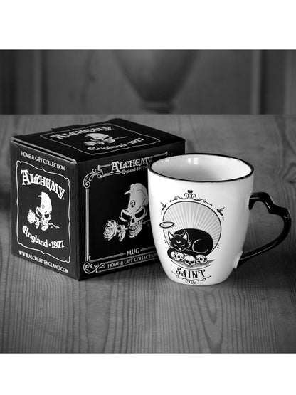 Alchemy Saint/Sinner Cat Mug with Heart Handle