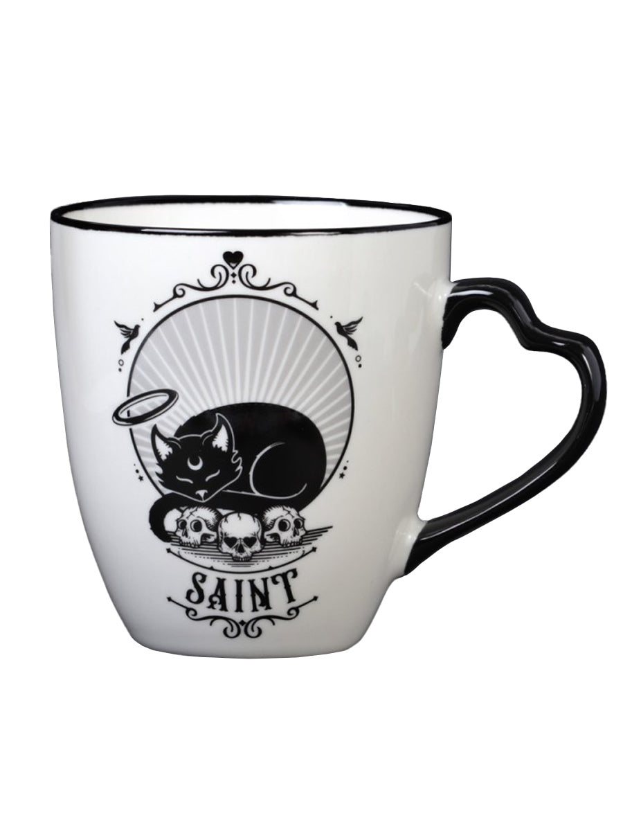 Alchemy Saint/Sinner Cat Mug with Heart Handle