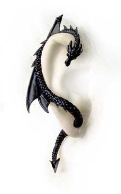Alchemy Gothic The Dragon's Lure (Single Stud - Right Ear Only) Black Earring