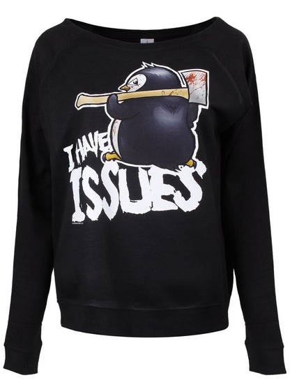 Psycho Penguin I Have Issues Ladies Black Sweater