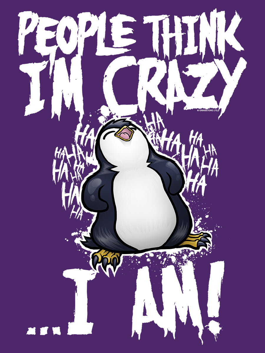 Psycho Penguin People Think I'm Crazy Purple Sweater
