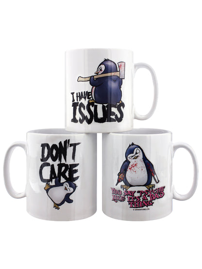 Psycho Penguin Mugs, Set of 3