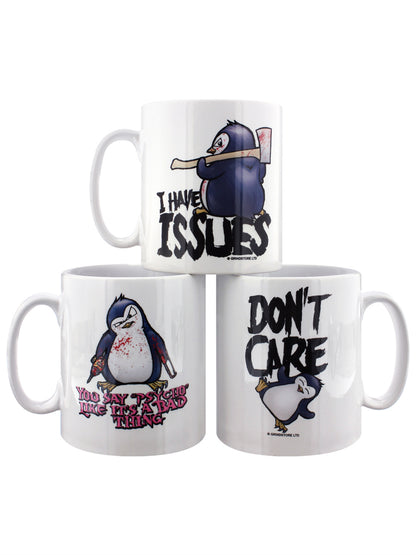 Psycho Penguin Mugs, Set of 3