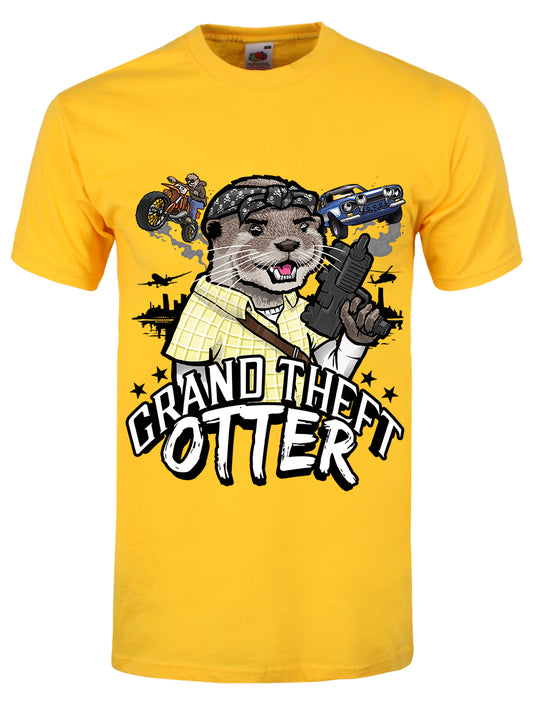 Grand Theft Otter Men's Yellow T-Shirt