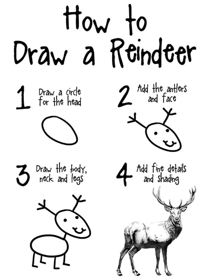 How To Draw A Reindeer Men's White T-Shirt