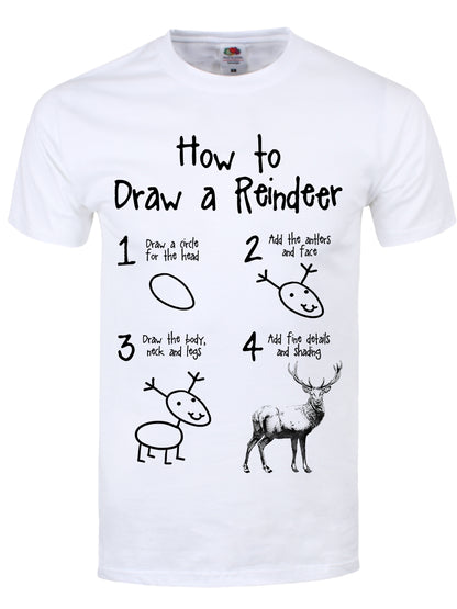 How To Draw A Reindeer Men's White T-Shirt