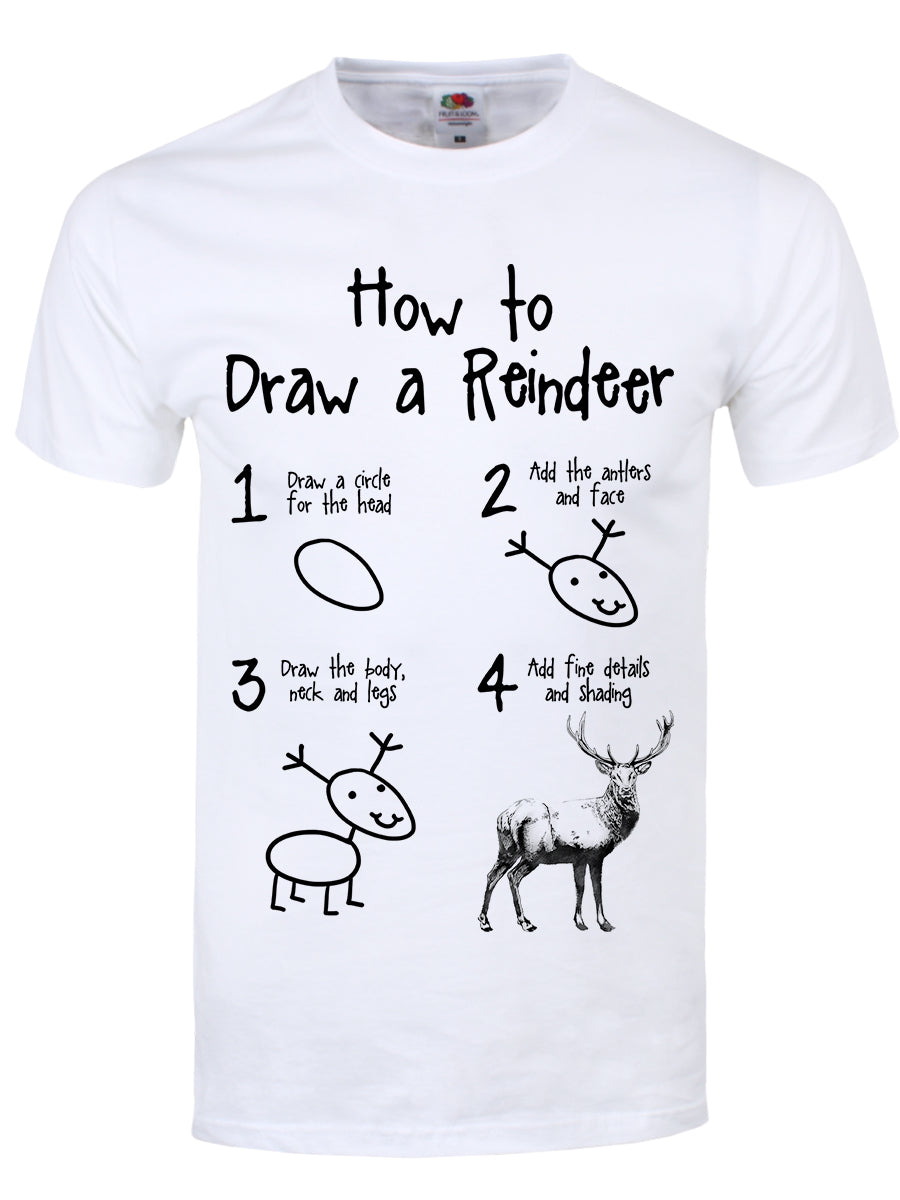 How To Draw A Reindeer Men's White T-Shirt