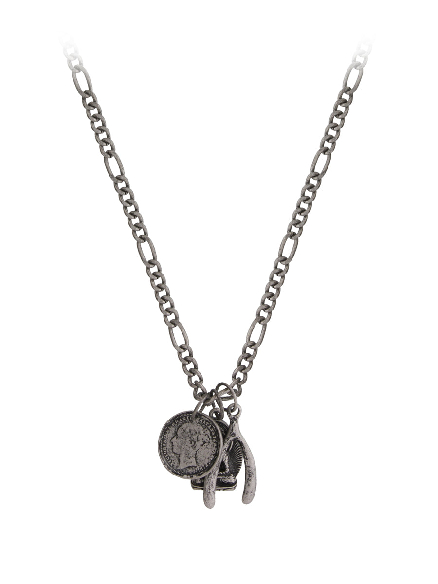 Fad Treasures Burnished Silver Lucky Charms Necklace