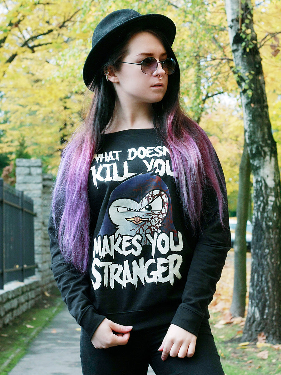 Psycho Penguin What Doesn't Kill You Ladies Black Sweater