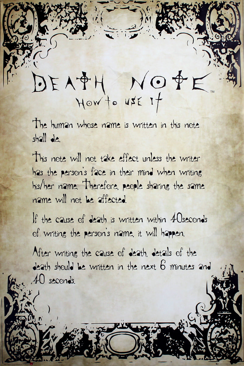Death Note Rules Poster