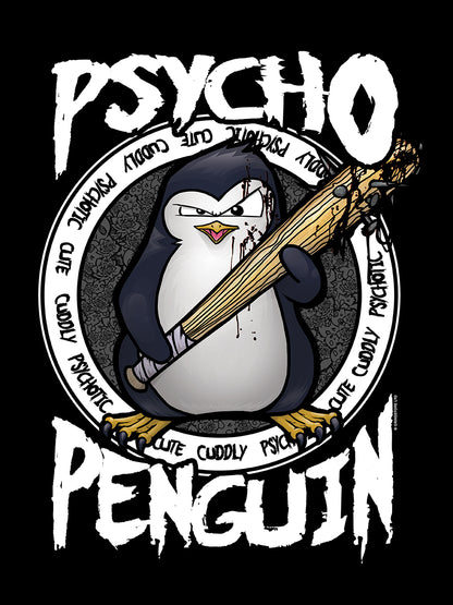Psycho Penguin Cute, Cuddly & Psychotic Men's Black T-Shirt