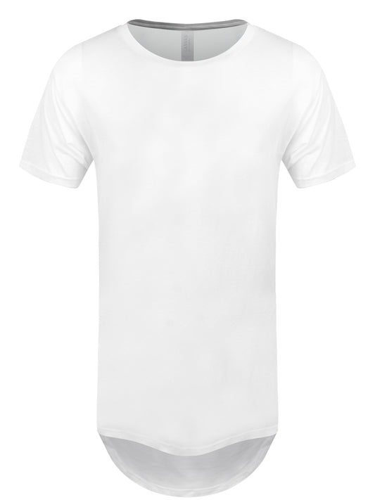 Men's White Long Body Urban Tee T-shirt
