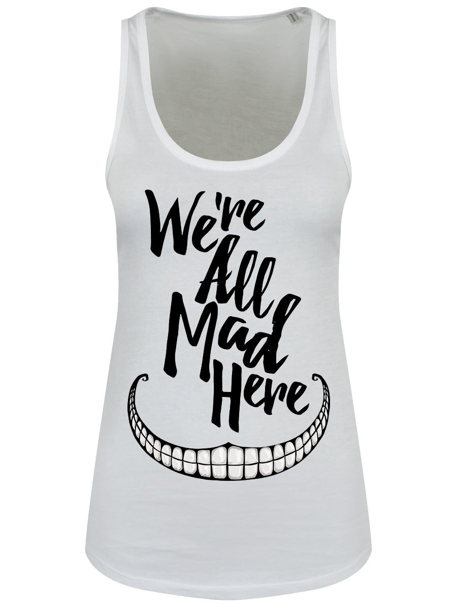 We're All Mad Here Ladies White Floaty Tank