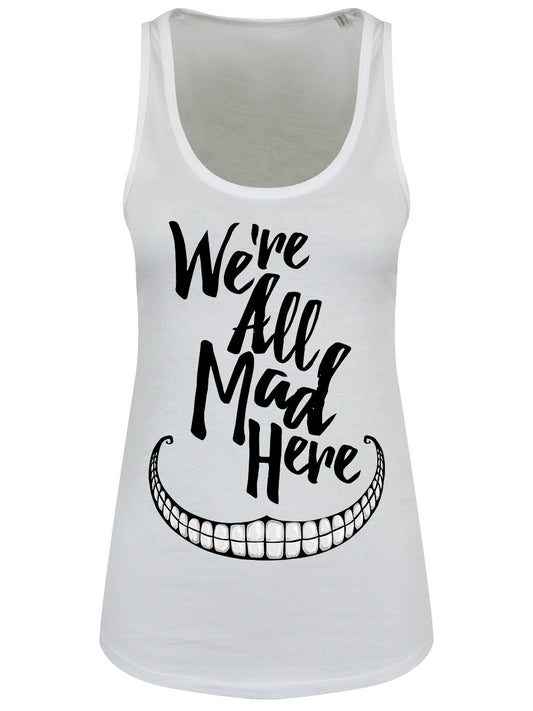 We're All Mad Here Ladies White Floaty Tank