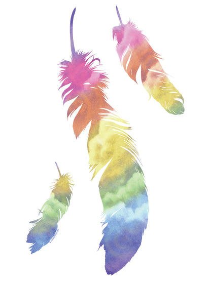 Rainbow Feathers Ladies White Floaty Vest