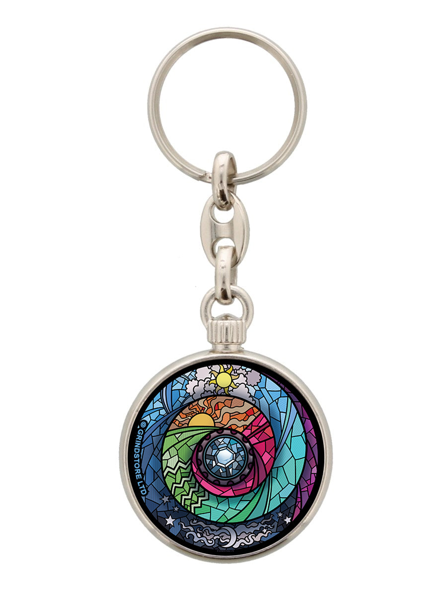 Stained Glass Spectroscope Round Keyring