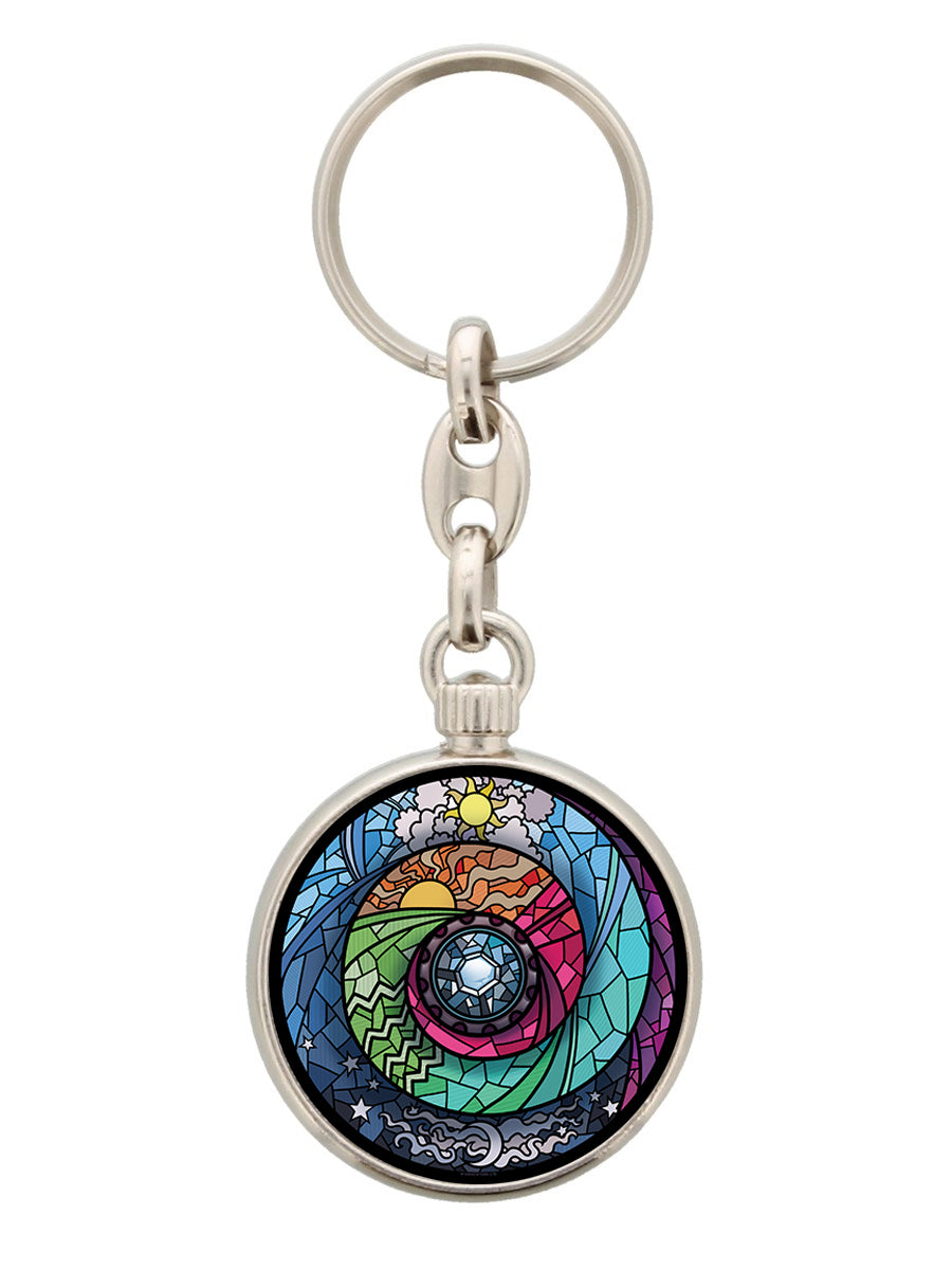 Stained Glass Spectroscope Round Keyring