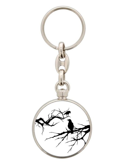 Raven Silhouette Circular Keyring