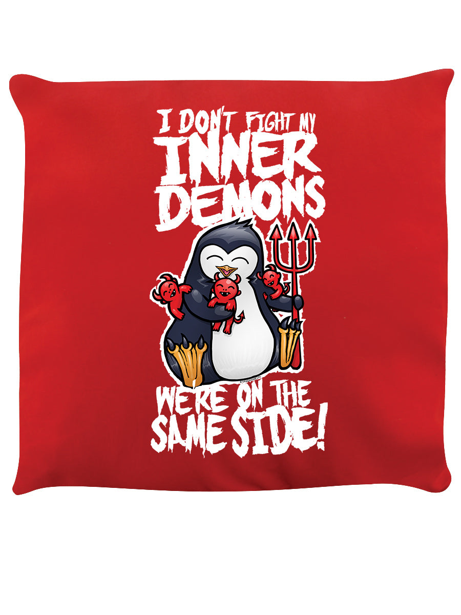 Psycho Penguin Inner Demons Red Cushion