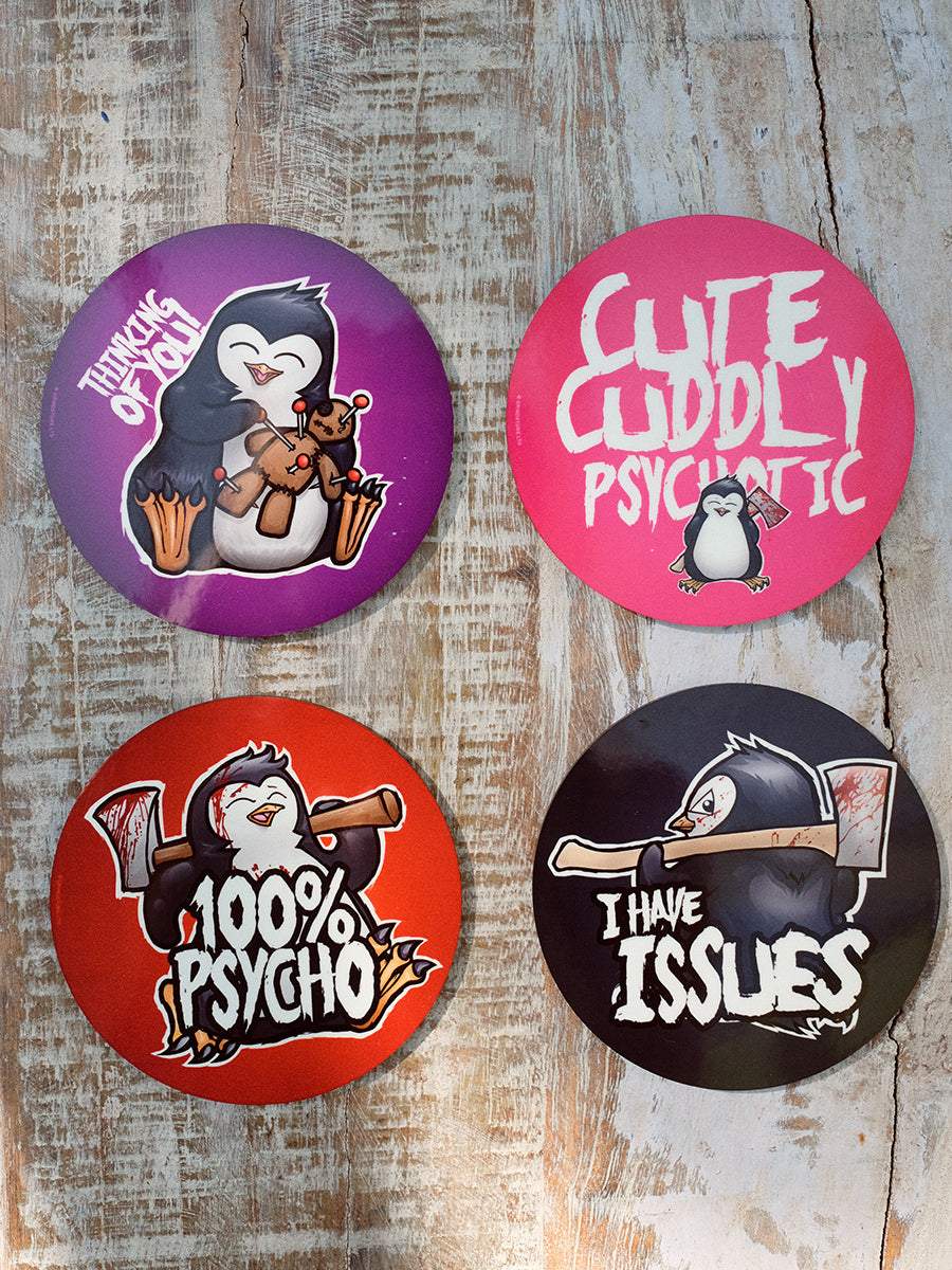 Psycho Penguin 4 Piece Coaster Set