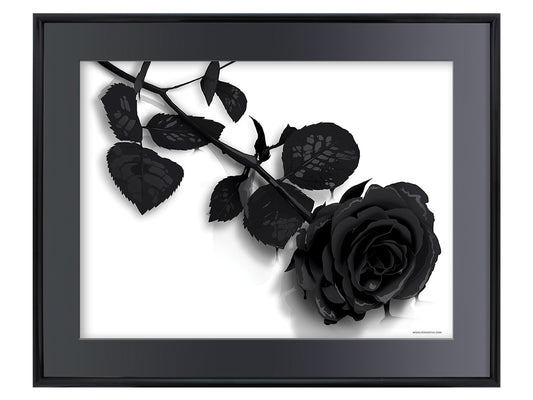 Jet Black Rose Gloss Black Framed Mini Poster