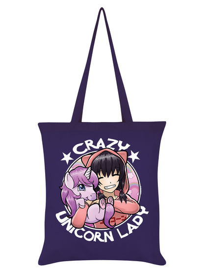 Crazy Unicorn Lady Purple Tote Bag