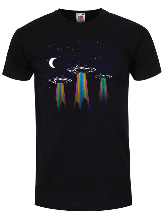 Rainbow UFO Men's Black T-Shirt