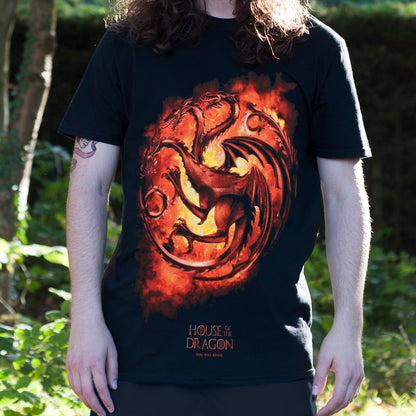 Spiral House of the Dragon Flames Men's Black T-Shirt