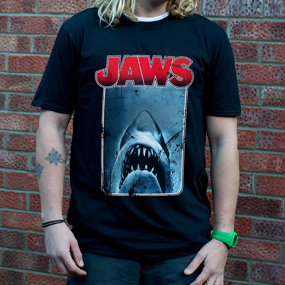 Jaws Poster Men's Black T-Shirt