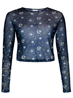 The Nightmare Before Christmas Mystic Night Ladies Cropped Mesh Top