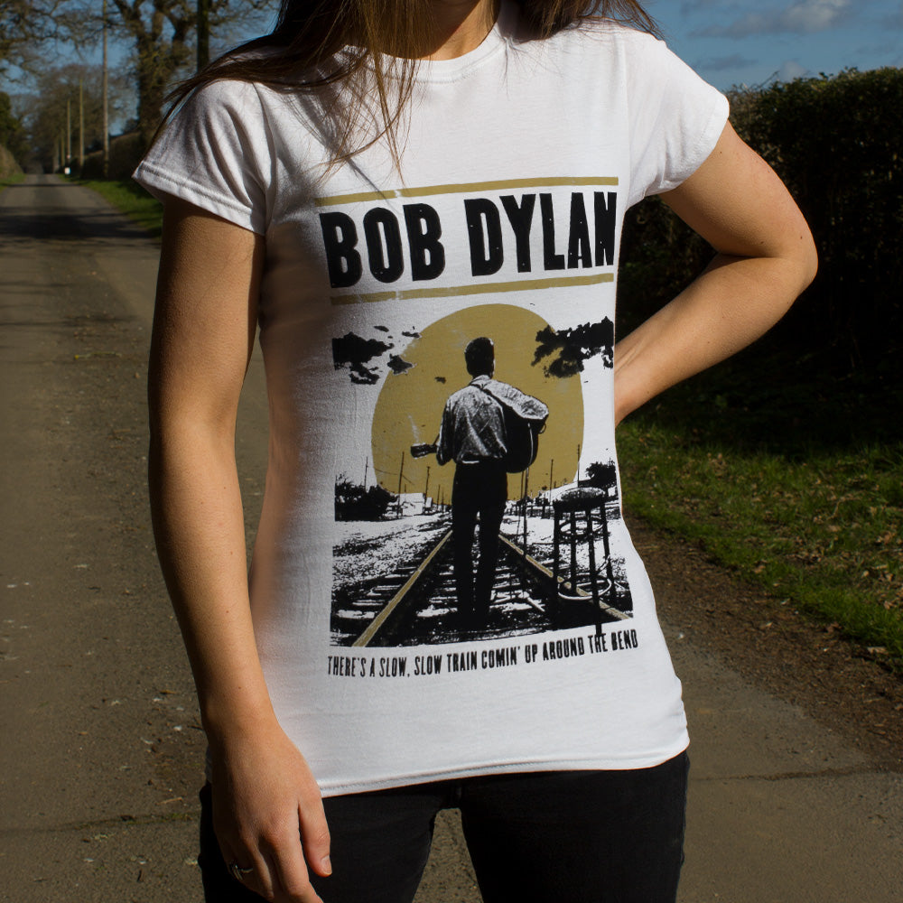 Bob Dylan Slow Train Ladies White T-Shirt
