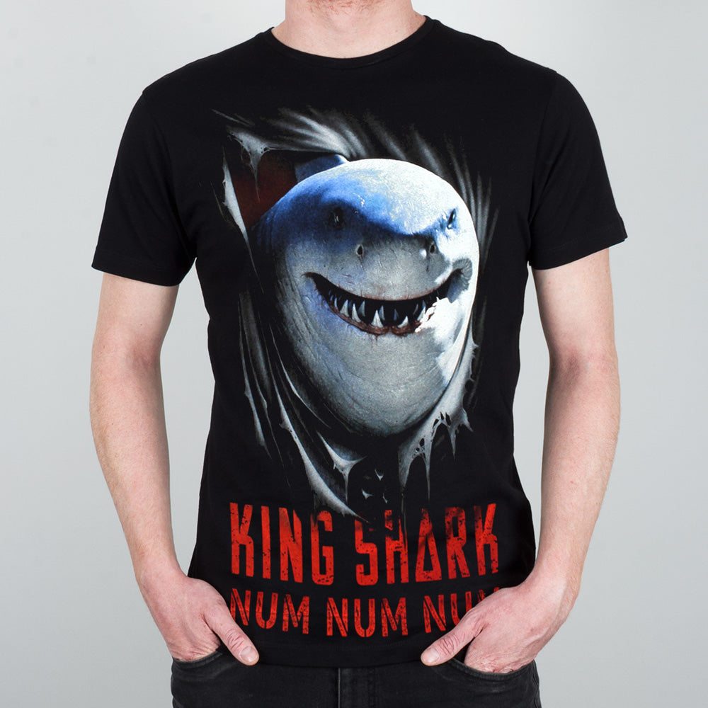 Spiral Suicide Squad King Shark Num Num Num Men's Black T-Shirt